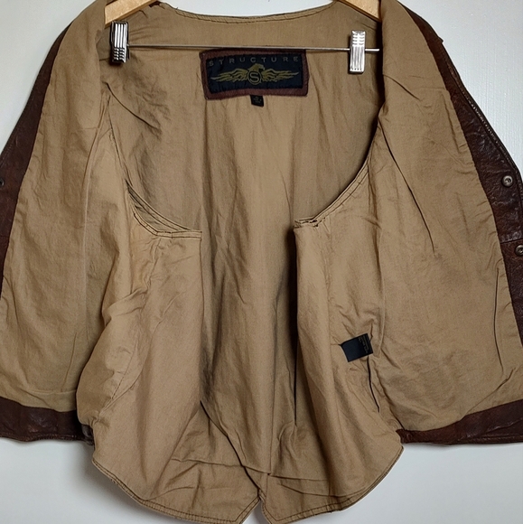 Vintage Structure Brown Distressed Leather Vest - Picture 10 of 12